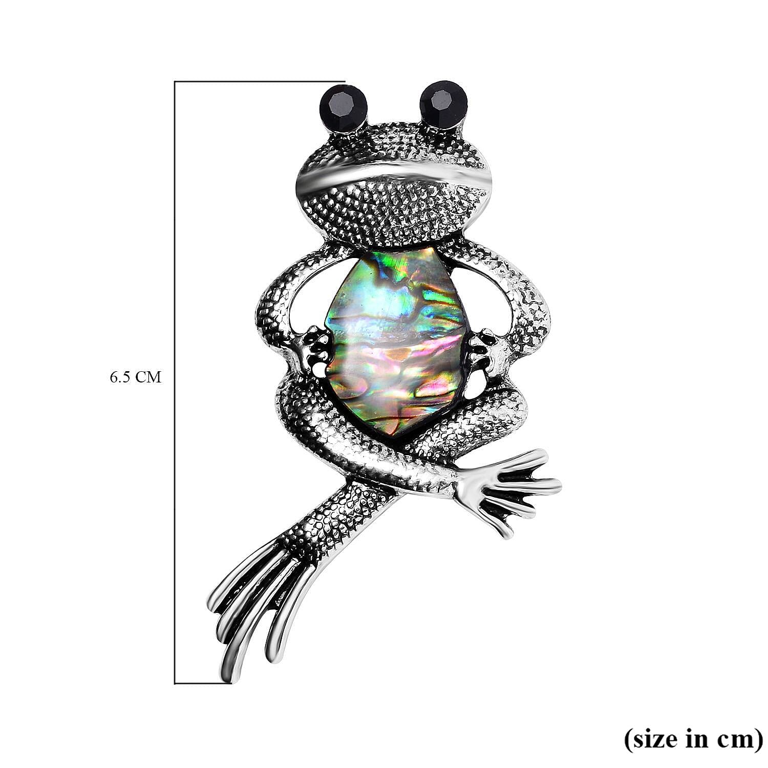 Black Crystal and Abalone Shell Frog Brooch 7639648 5