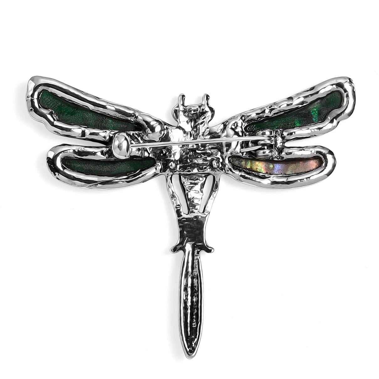 Black Crystal &amp; Abalone Shell Dragonfly Brooch in Silver Tone 8311461 5