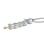 Close Out Deal-  Aurora Borealis &  White Austrian Crystal Peacock Necklace (Size - 28- 2 inch Ext.)