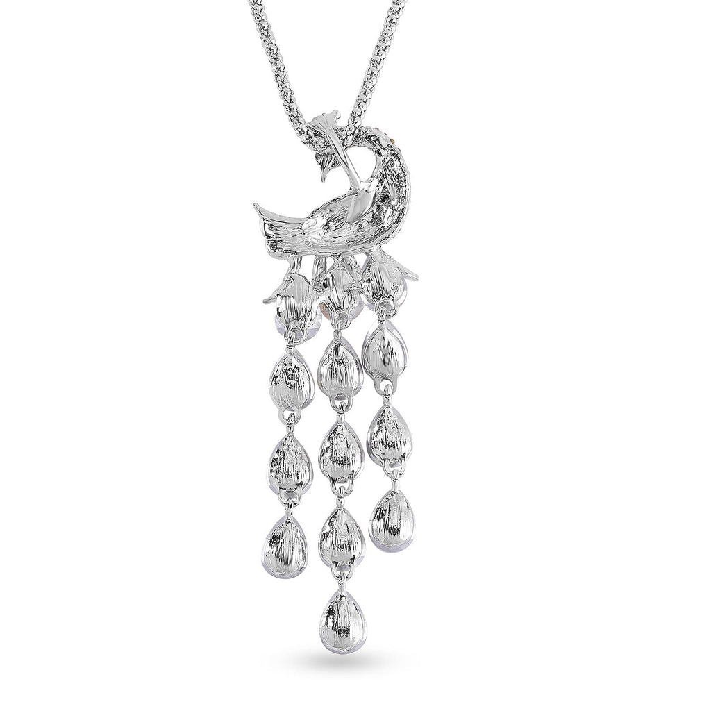 Close Out Deal-  Aurora Borealis &  White Austrian Crystal Peacock Necklace (Size - 28- 2 inch Ext.)