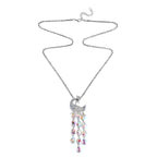 Close Out Deal-  Aurora Borealis &  White Austrian Crystal Peacock Necklace (Size - 28- 2 inch Ext.)