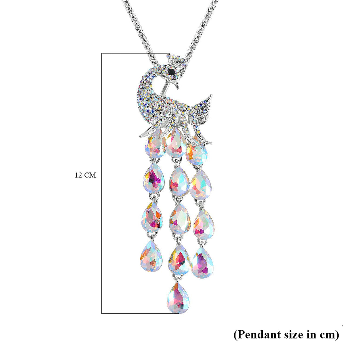 Close Out Deal-  Aurora Borealis &amp;  White Austrian Crystal Peacock Necklace (Size - 28- 2 inch Ext.) 7666470 7