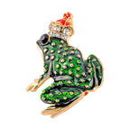 New Arrival - Black and  White Crystal Brooch - Frog