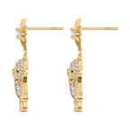 Black and White Austrian Crystal Teddy with Star Earrings in Yellow Gold Tone