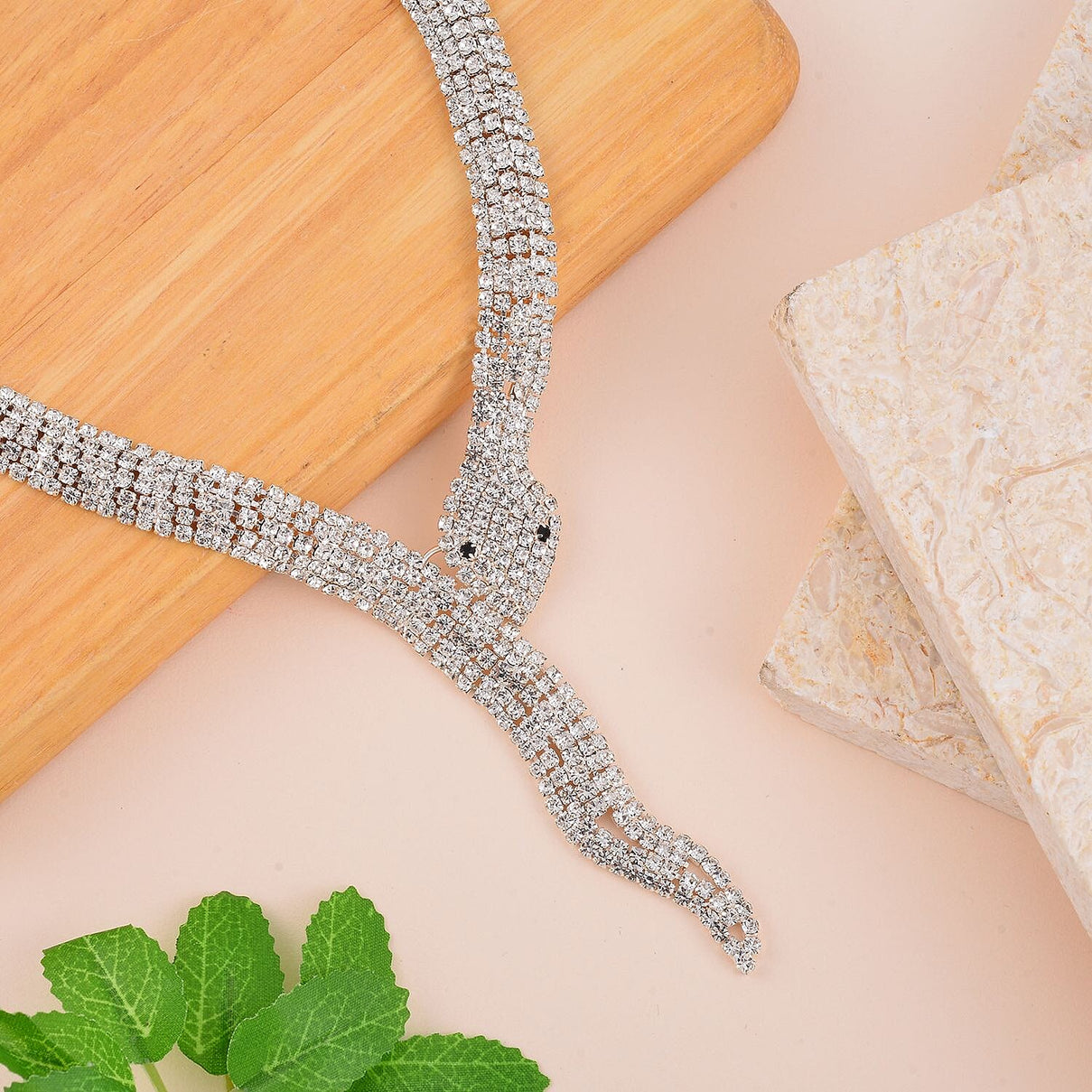 One Time NY Close Out- Serpent Necklace set with over 200 Austrian Crystals 7642834 1