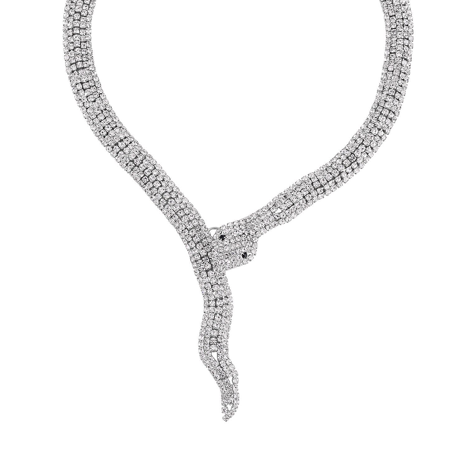 One Time NY Close Out- Serpent Necklace set with over 200 Austrian Crystals 7642834 2