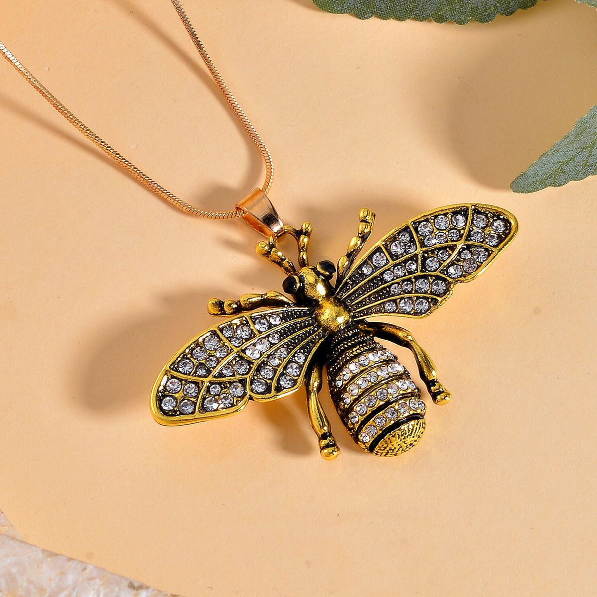Black &amp; White Austrian Crystal Honeybee Necklace (Size - 28-2 inch Ext.) 7665688 2