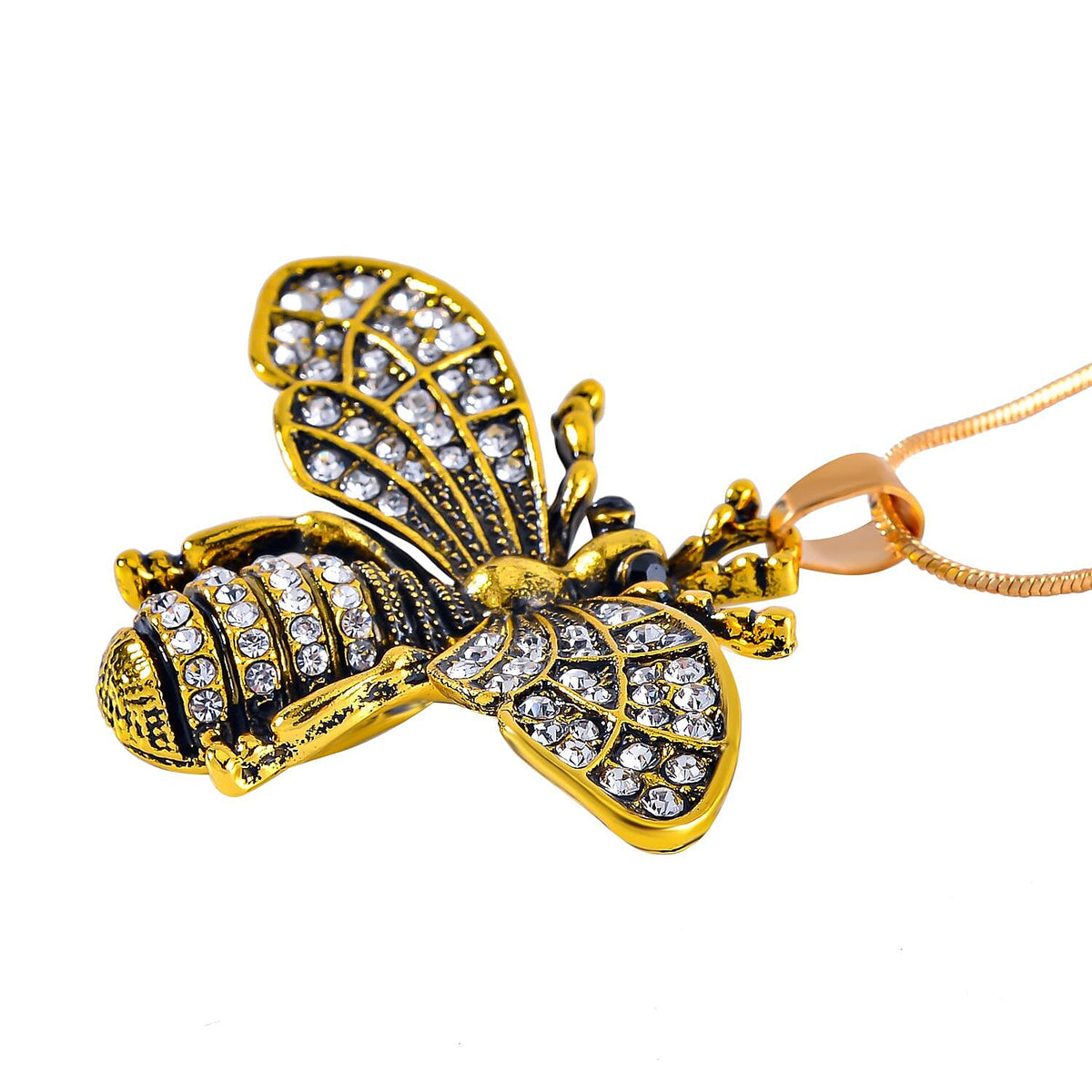 Black &amp; White Austrian Crystal Honeybee Necklace (Size - 28-2 inch Ext.) 7665688 3