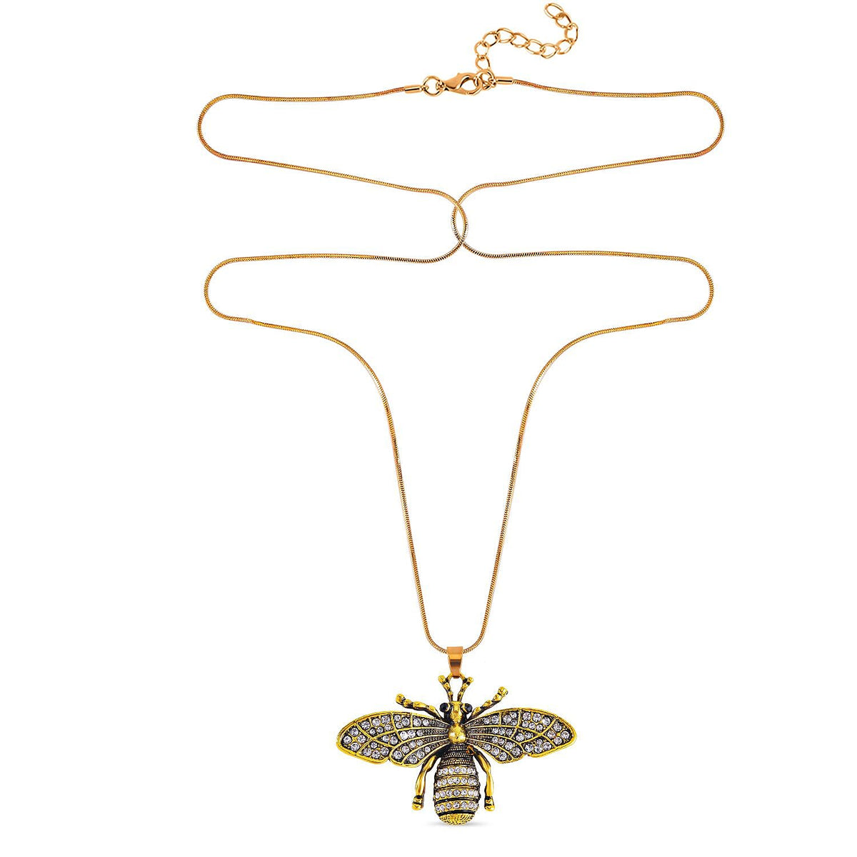Black &amp; White Austrian Crystal Honeybee Necklace (Size - 28-2 inch Ext.) 7665688 6