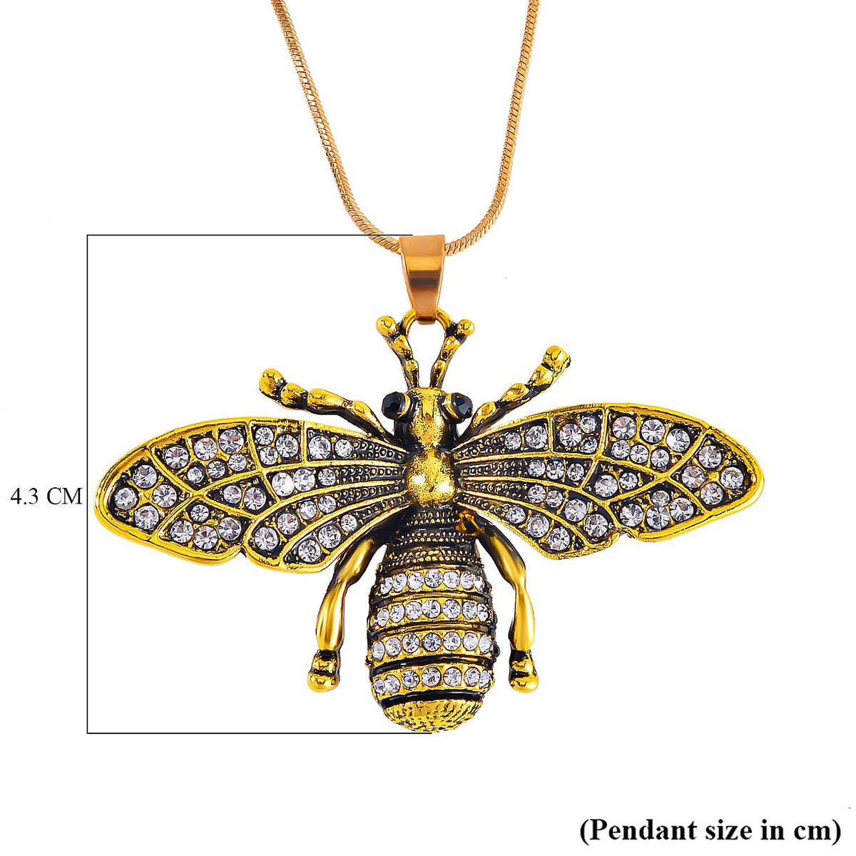 Black &amp; White Austrian Crystal Honeybee Necklace (Size - 28-2 inch Ext.) 7665688 7
