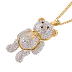 Austrian Black & White Crystal Teddy Bear Necklace (Size - 29-2 inch Ext.)