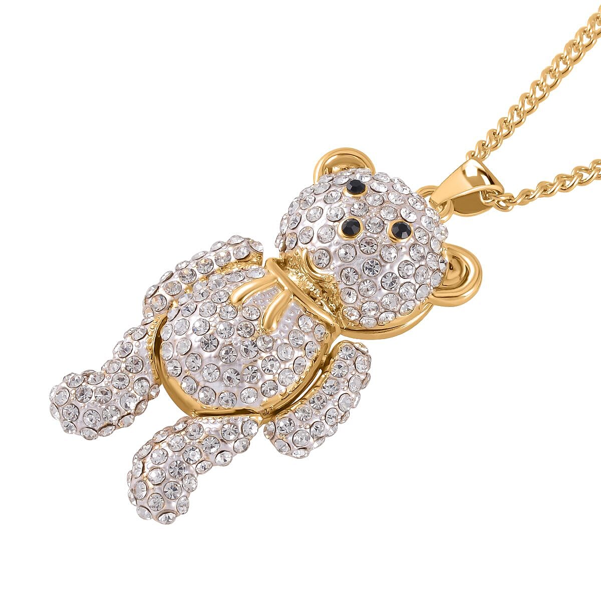 Austrian Black &amp; White Crystal Teddy Bear Necklace (Size - 29-2 inch Ext.) 7650876 2