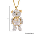 Austrian Black & White Crystal Teddy Bear Necklace (Size - 29-2 inch Ext.)