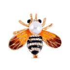 Black and White Swarovski Crystal Pearl Bee Brooch