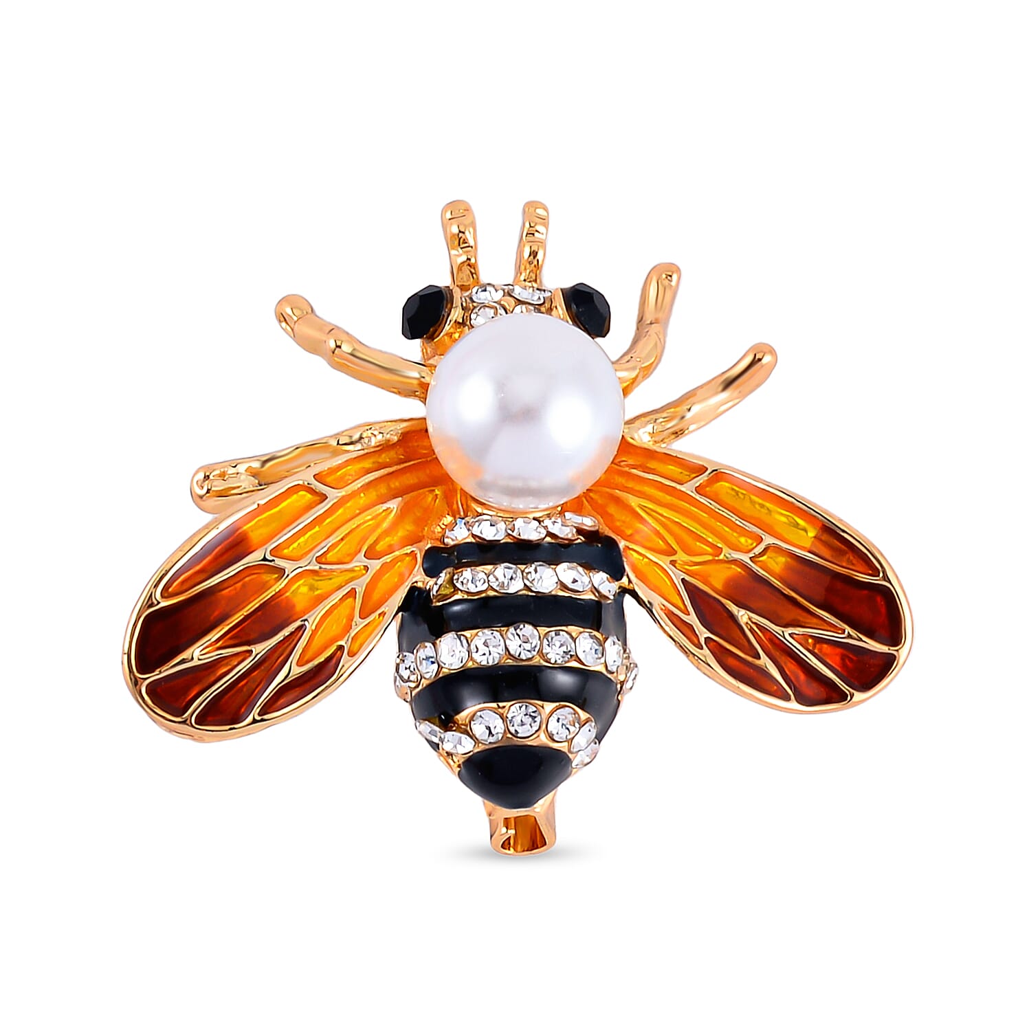 Black and White Swarovski Crystal Pearl Bee Brooch 7639685 0