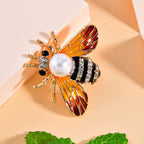 Black and White Swarovski Crystal Pearl Bee Brooch