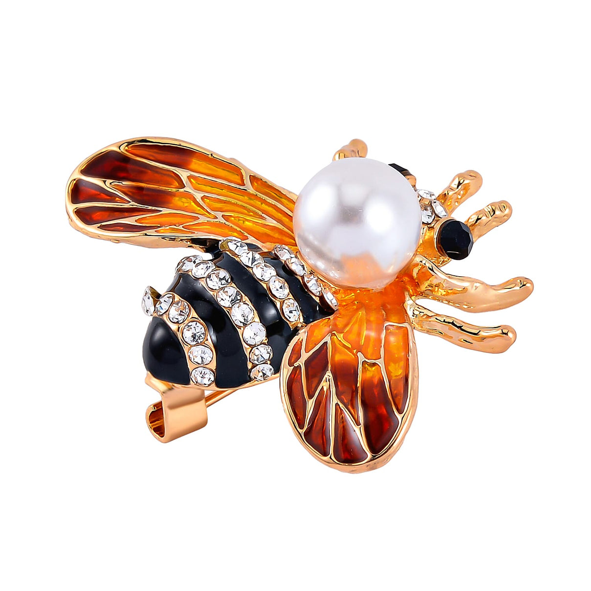 Black and White Swarovski Crystal Pearl Bee Brooch 7639685 3