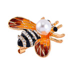Black and White Swarovski Crystal Pearl Bee Brooch