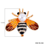 Black and White Swarovski Crystal Pearl Bee Brooch