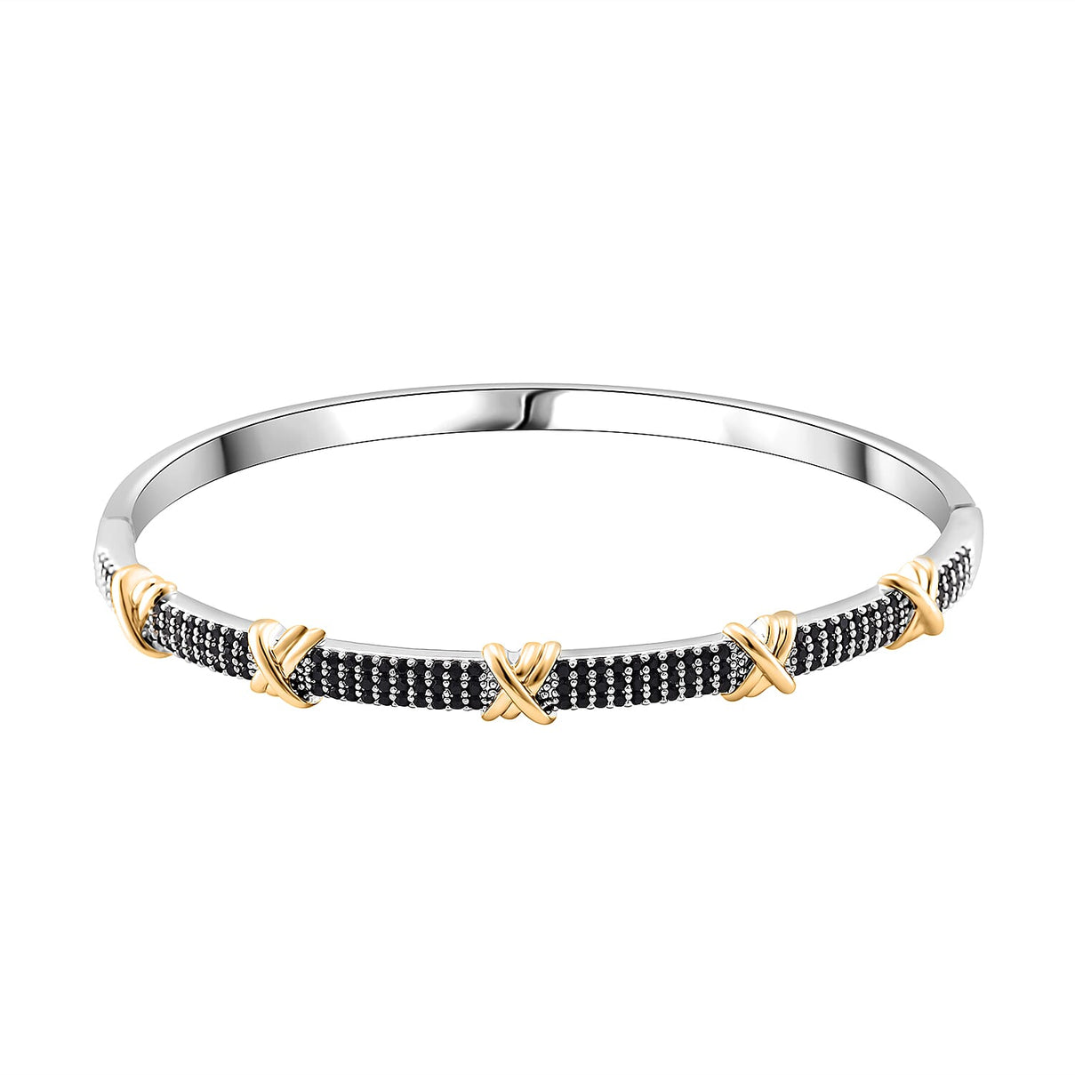 Black Cubic Zirconia Criss Cross Bangle (Size - 7.5) 10.00 Ct. V32368087 0