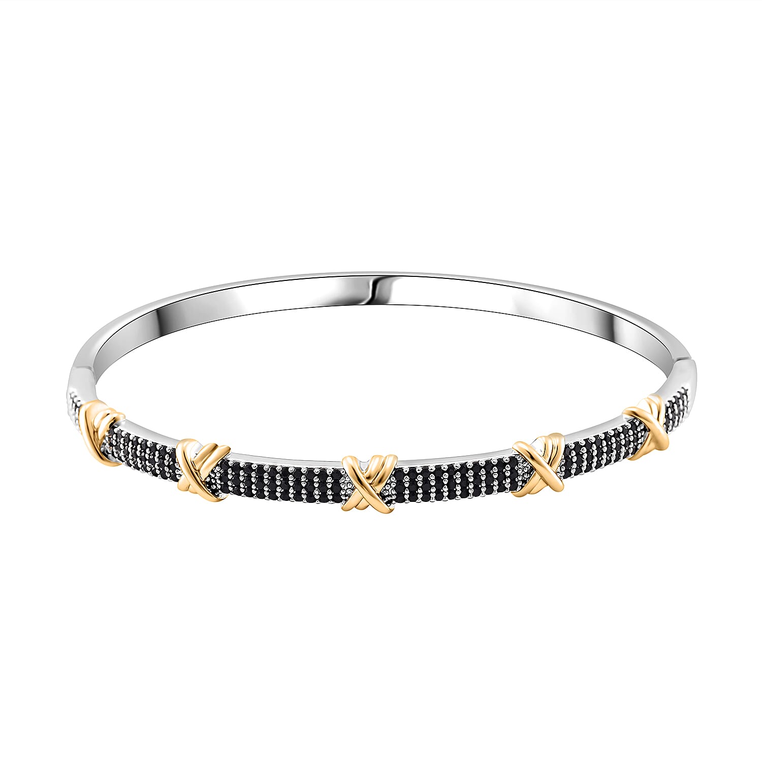 Black Cubic Zirconia Criss Cross Bangle (Size - 7.5) 10.00 Ct. V32368087 0