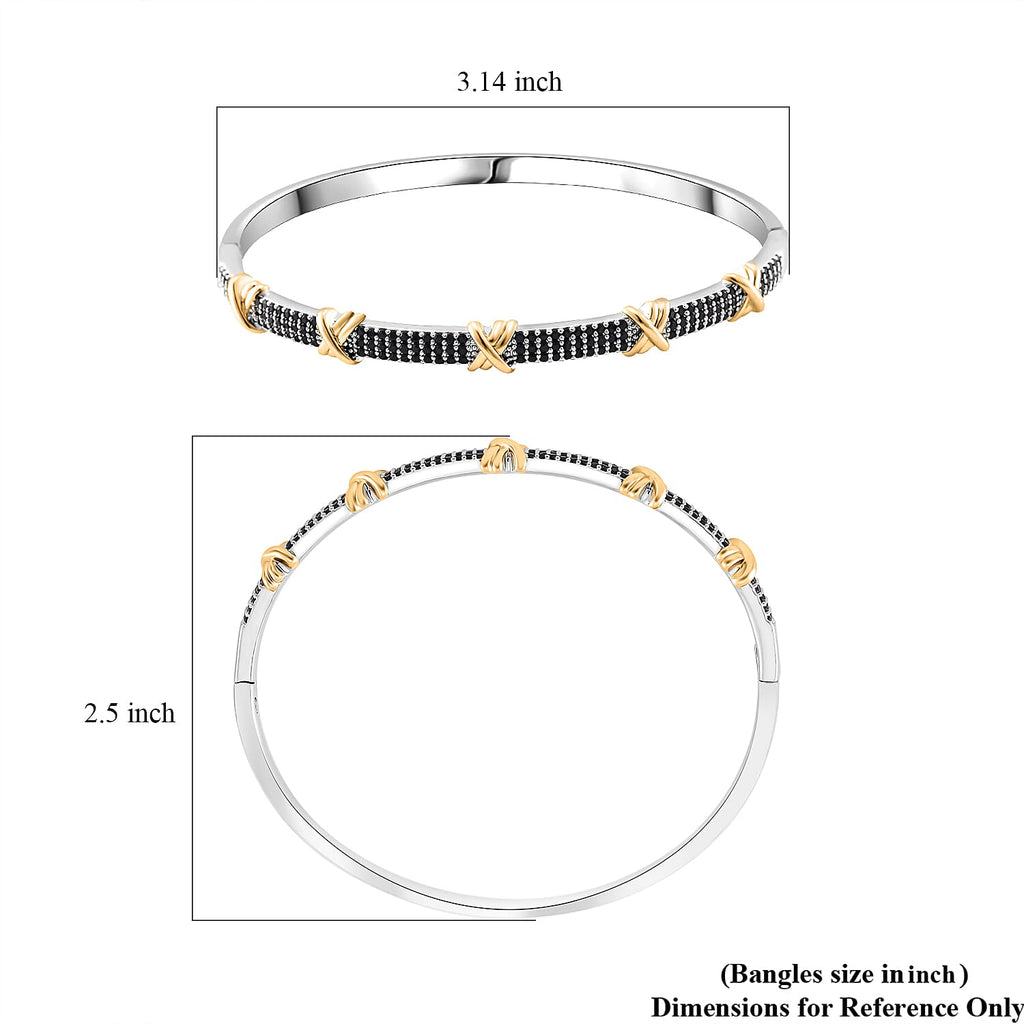 Black Cubic Zirconia Criss Cross Bangle (Size - 7.5) 10.00 Ct.