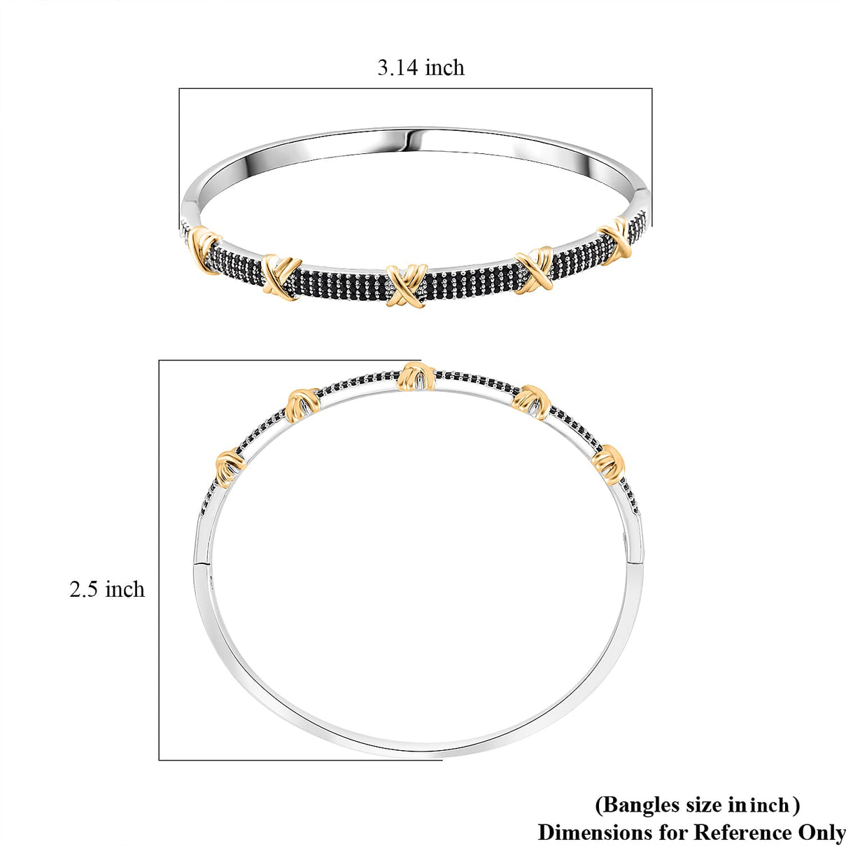 Black Cubic Zirconia Criss Cross Bangle (Size - 7.5) 10.00 Ct. V32368087 7