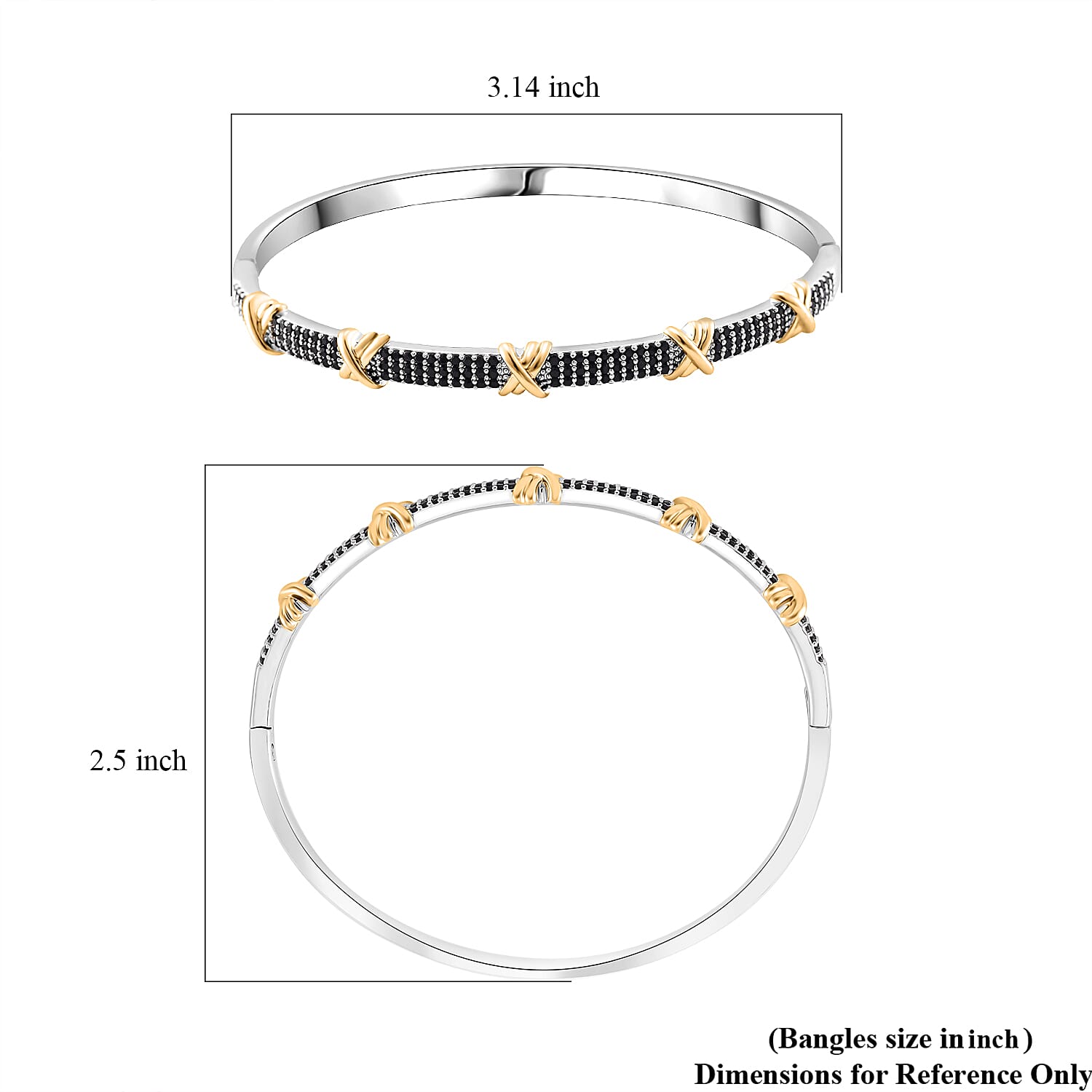 Black Cubic Zirconia Criss Cross Bangle (Size - 7.5) 10.00 Ct. V32368087 7