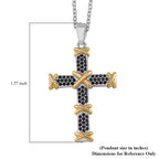 Black Cubic Zirconia Criss Cross Pendant with Chain (Size - 20-2 Inch Ext) 3.50 Ct.
