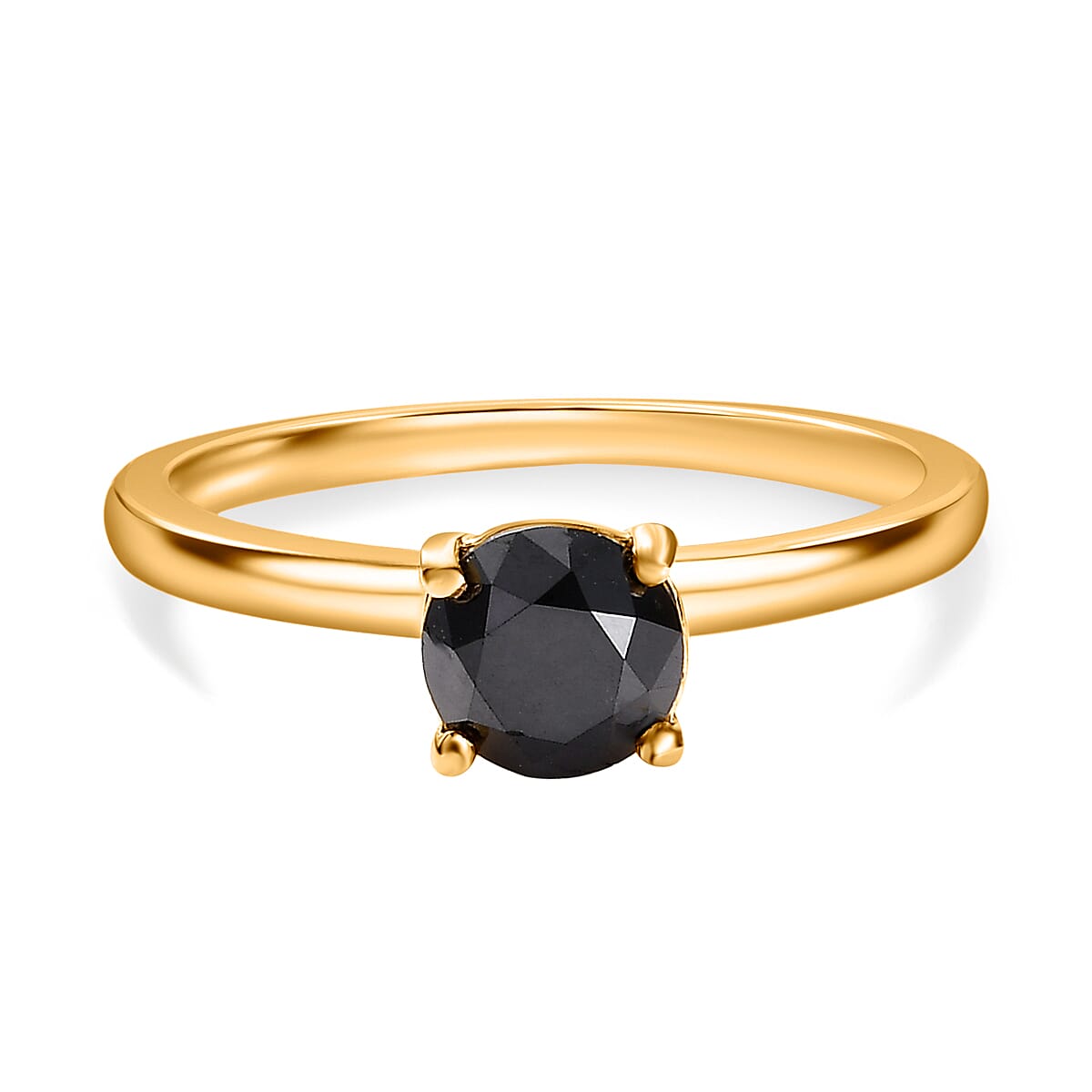 Black Diamond Solitaire Engagement Ring in 18K Vermeil Yellow Gold Plated Sterling Silver 1.00 ct 1.000 Ct. 7659547 0