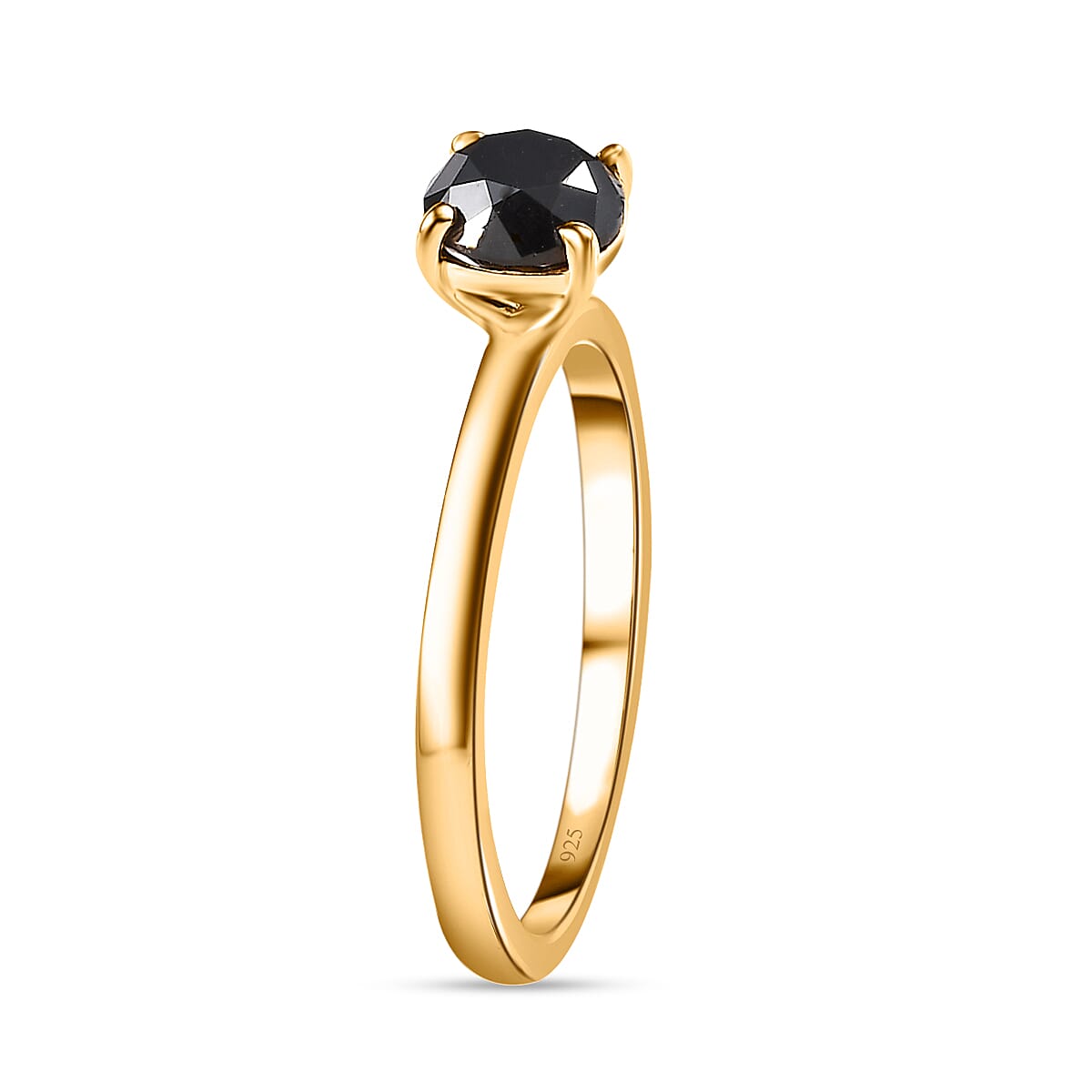 Black Diamond Solitaire Engagement Ring in 18K Vermeil Yellow Gold Plated Sterling Silver 1.00 ct 1.000 Ct. 7659547 3