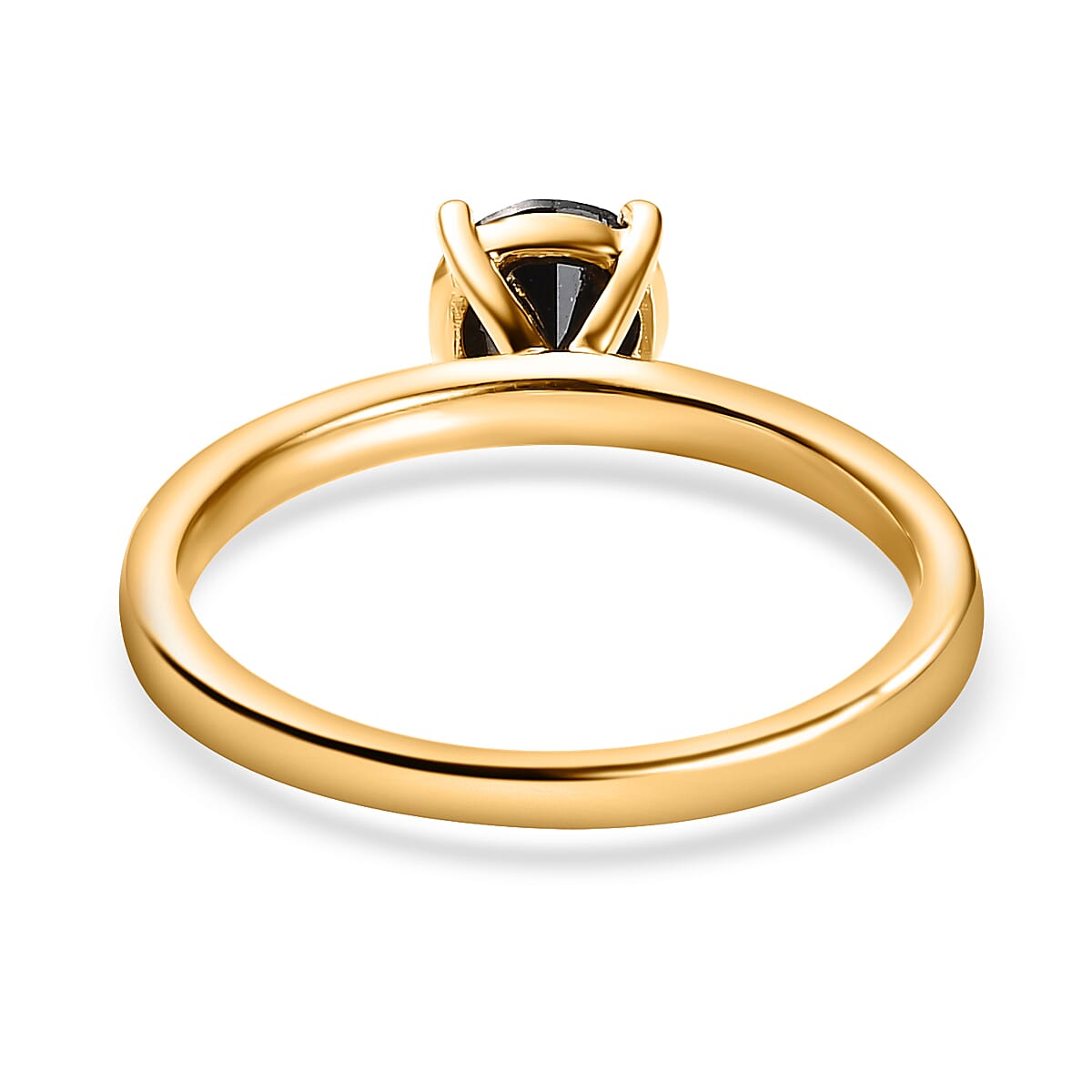 Black Diamond Solitaire Engagement Ring in 18K Vermeil Yellow Gold Plated Sterling Silver 1.00 ct 1.000 Ct. 7659547 4