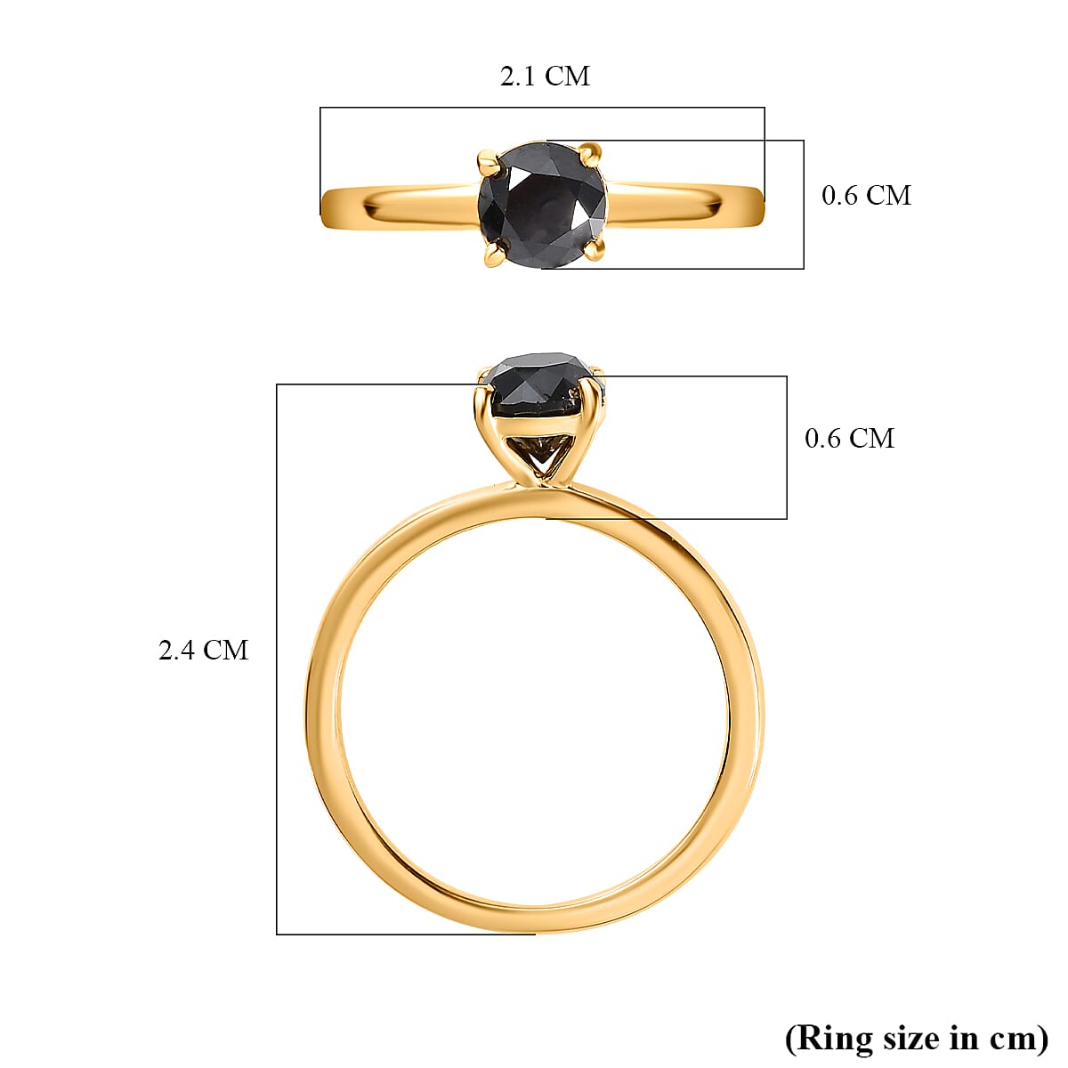 Black Diamond Solitaire Engagement Ring in 18K Vermeil Yellow Gold Plated Sterling Silver 1.00 ct 1.000 Ct. 7659547 5