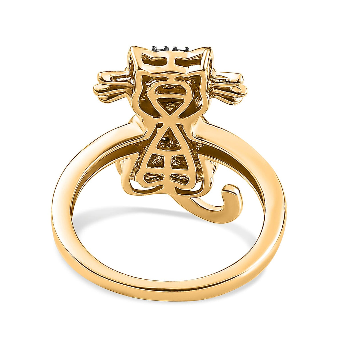 Black Diamond Cat Ring in Black Overlay and 18K Yellow Gold Vermeil Plated Sterling Silver 3674159 5