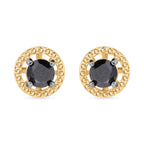NY Close Out Deal- Black Diamond Stud Earrings in 18K Gold Vermeil Sterling Silver