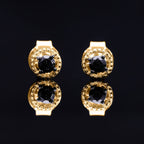 NY Close Out Deal- Black Diamond Stud Earrings in 18K Gold Vermeil Sterling Silver