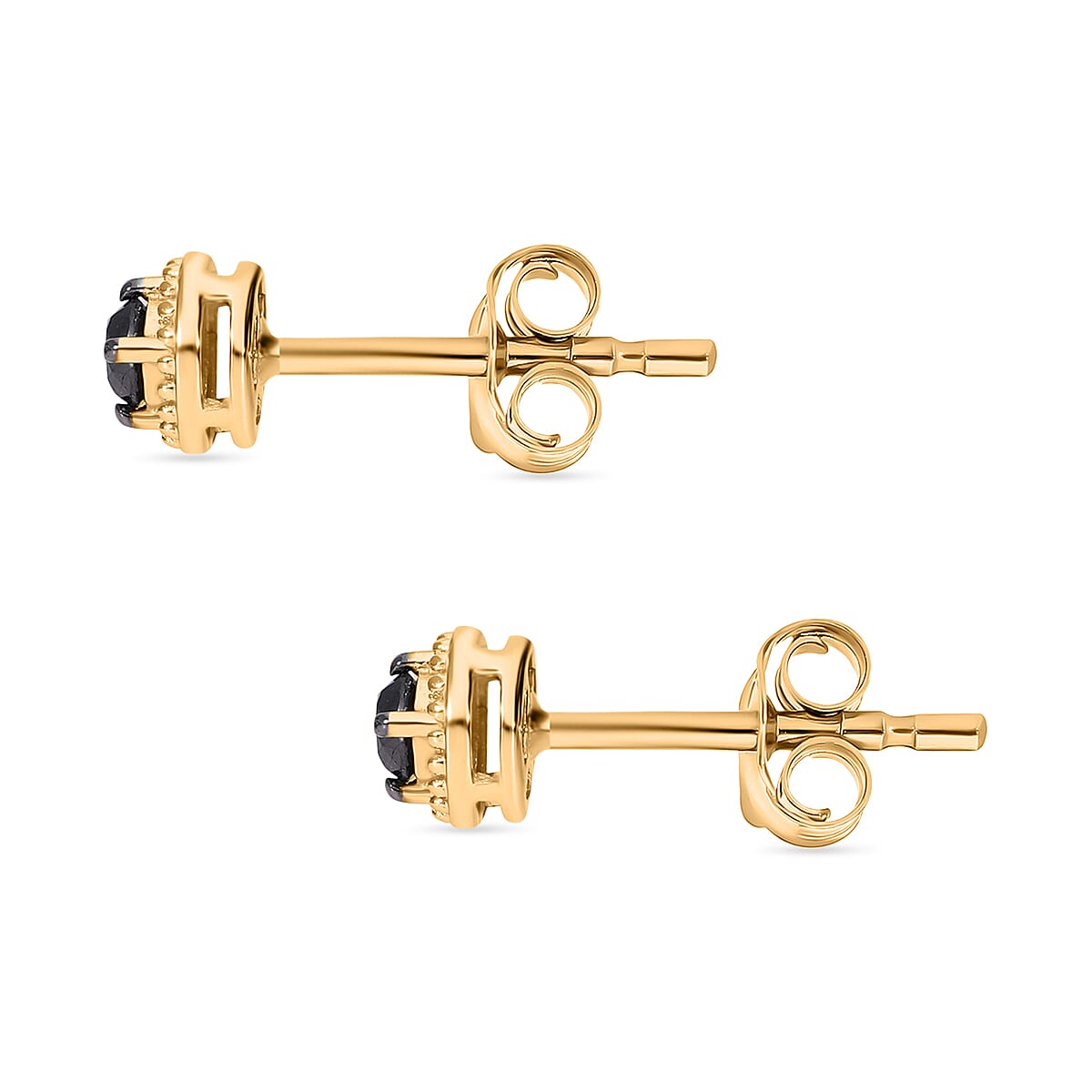UNMISSABLE DEAL - Black Diamond Solitaire Stud Earrings in 18K Gold Vermeil Sterling Silver 7817540 4
