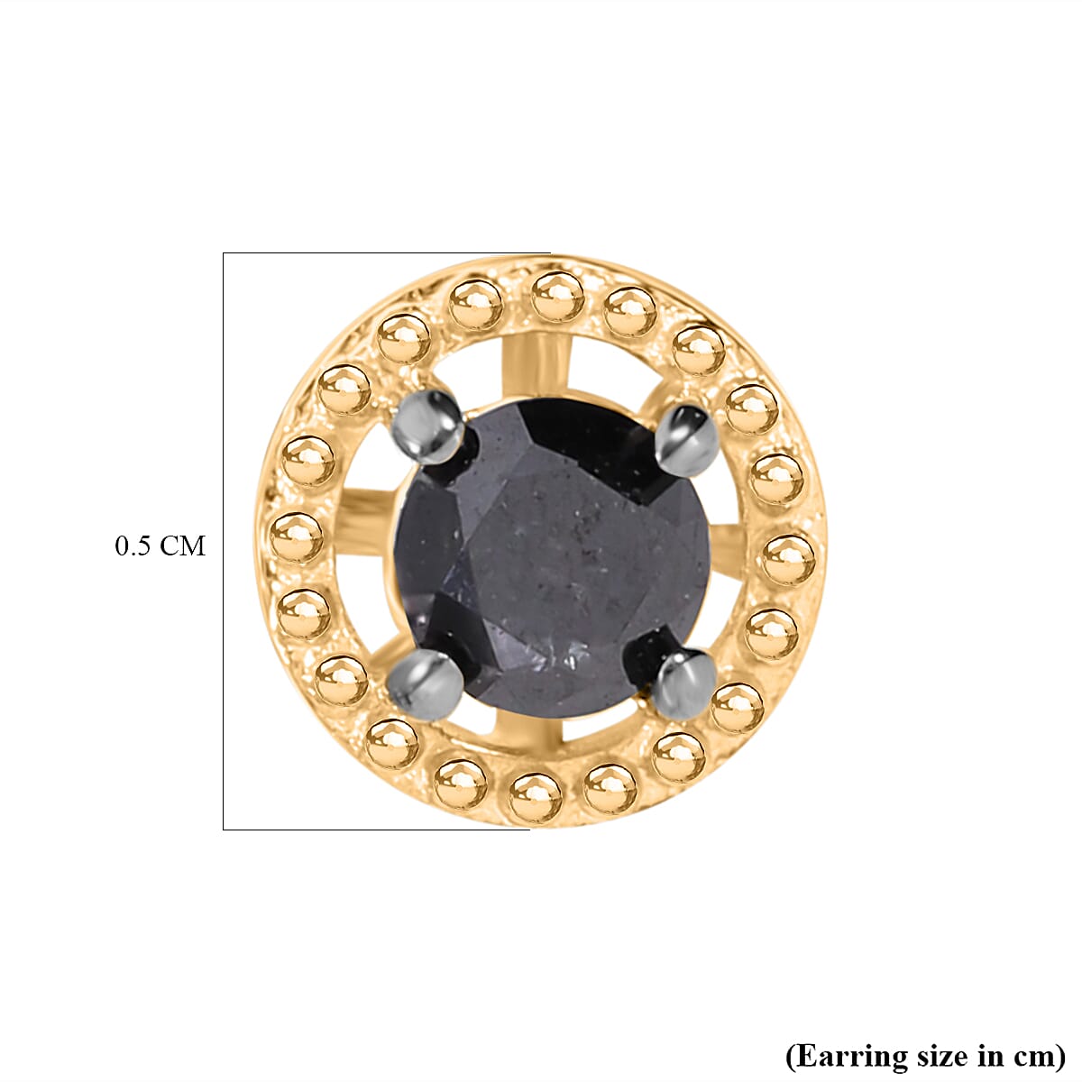 UNMISSABLE DEAL - Black Diamond Solitaire Stud Earrings in 18K Gold Vermeil Sterling Silver 7817540 6
