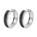 EverTrue Black Diamond Hoop Earring in White Tone