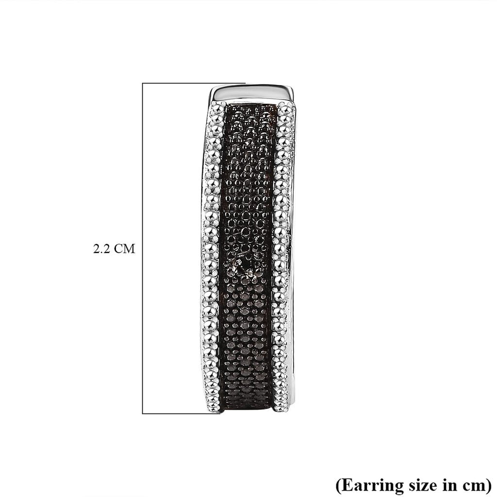 EverTrue Black Diamond Hoop Earring in White Tone