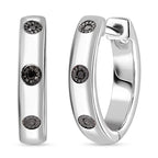 Black Diamond Hoop Earrings in Platinum Overlay