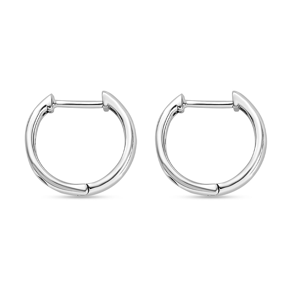 Black Diamond Hoop Earrings in Platinum Overlay 7977293 4
