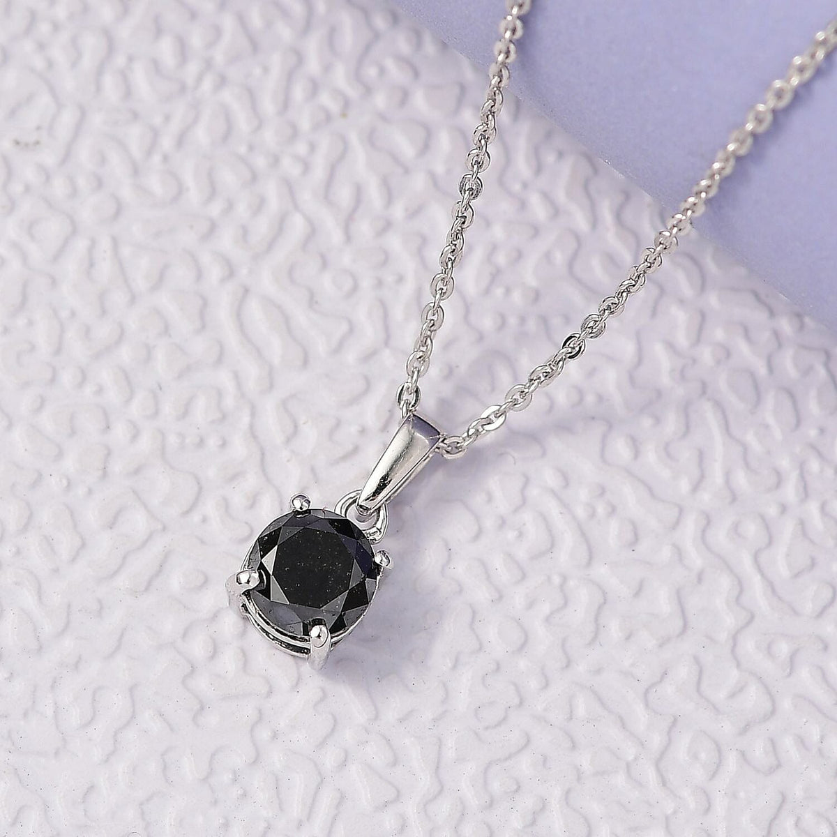 D'Joy Black Diamond Pendant with Chain (Size - 20) in Rhodium Overlay Sterling Silver 1.02 Ct. 4430526 1