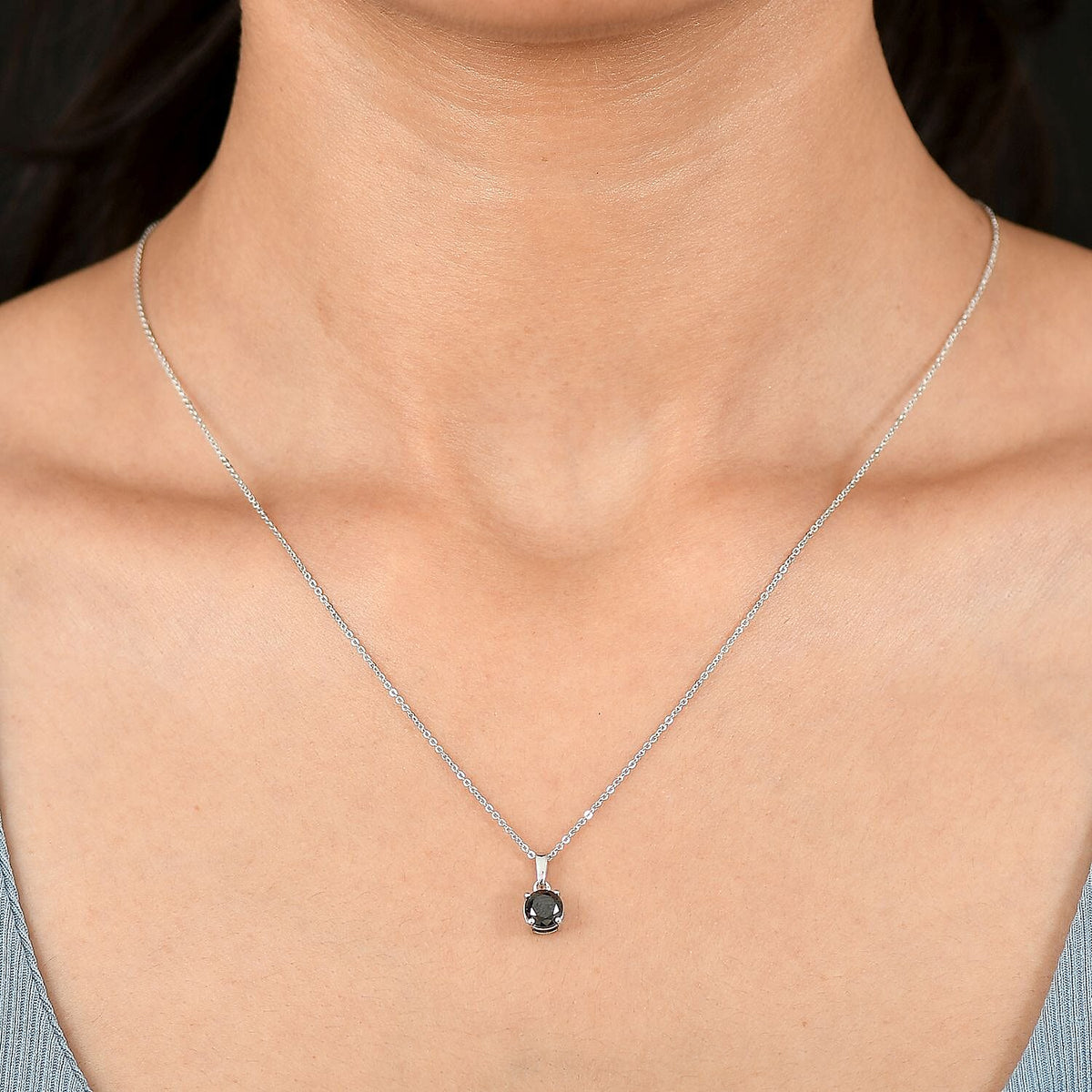 D'Joy Black Diamond Pendant with Chain (Size - 20) in Rhodium Overlay Sterling Silver 1.02 Ct. 4430526 2