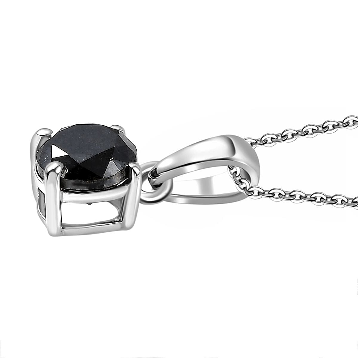 D'Joy Black Diamond Pendant with Chain (Size - 20) in Rhodium Overlay Sterling Silver 1.02 Ct. 4430526 3