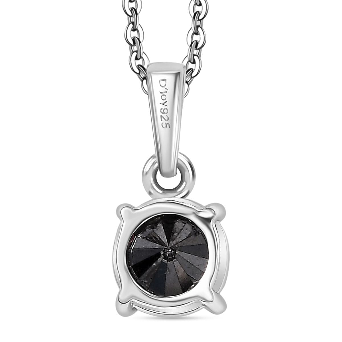 D'Joy Black Diamond Pendant with Chain (Size - 20) in Rhodium Overlay Sterling Silver 1.02 Ct. 4430526 4