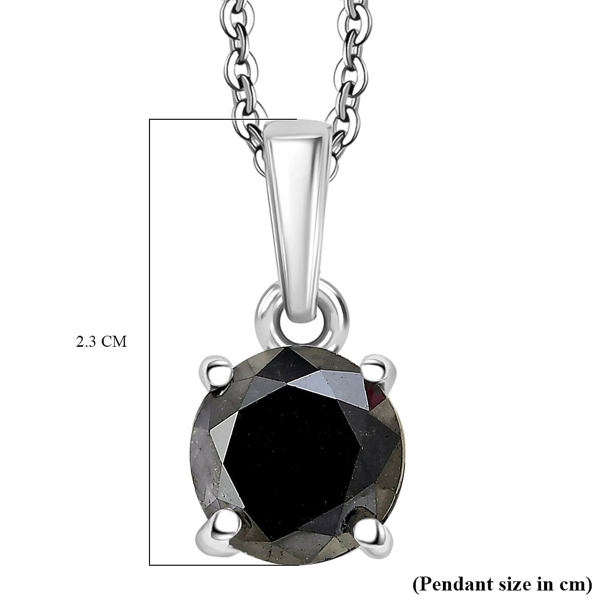 D'Joy Black Diamond Pendant with Chain (Size - 20) in Rhodium Overlay Sterling Silver 1.02 Ct. 4430526 6