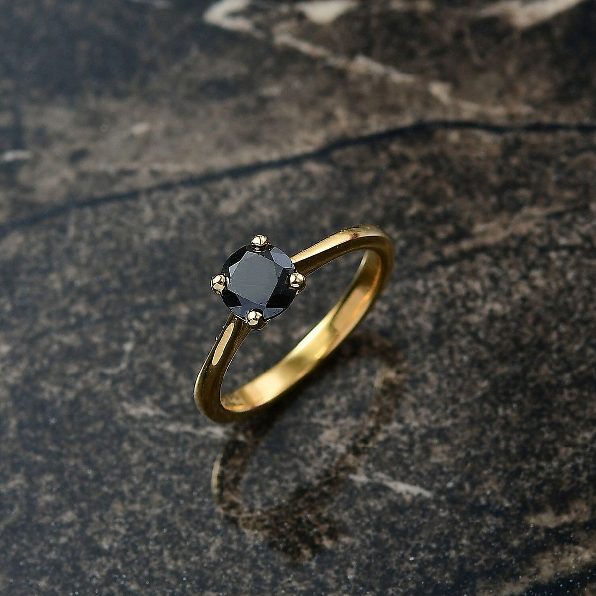 D'Joy Black Diamond Ring in 18K Vermeil Yellow Gold Plated Sterling Silver 1.02 Ct. V32755761 2