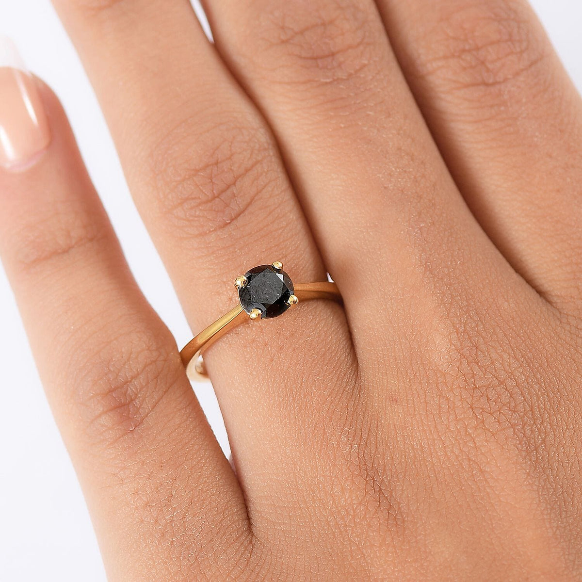 D'Joy Black Diamond Ring in 18K Vermeil Yellow Gold Plated Sterling Silver 1.02 Ct. V32755761 3