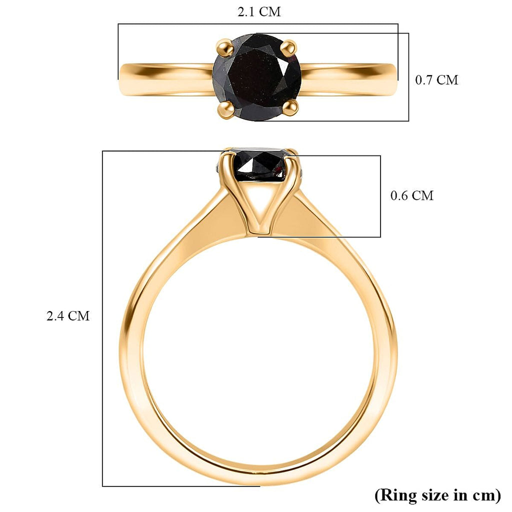 Black Diamond Ring in 18K YG VermeilSterling Silver  1.020  Ct.